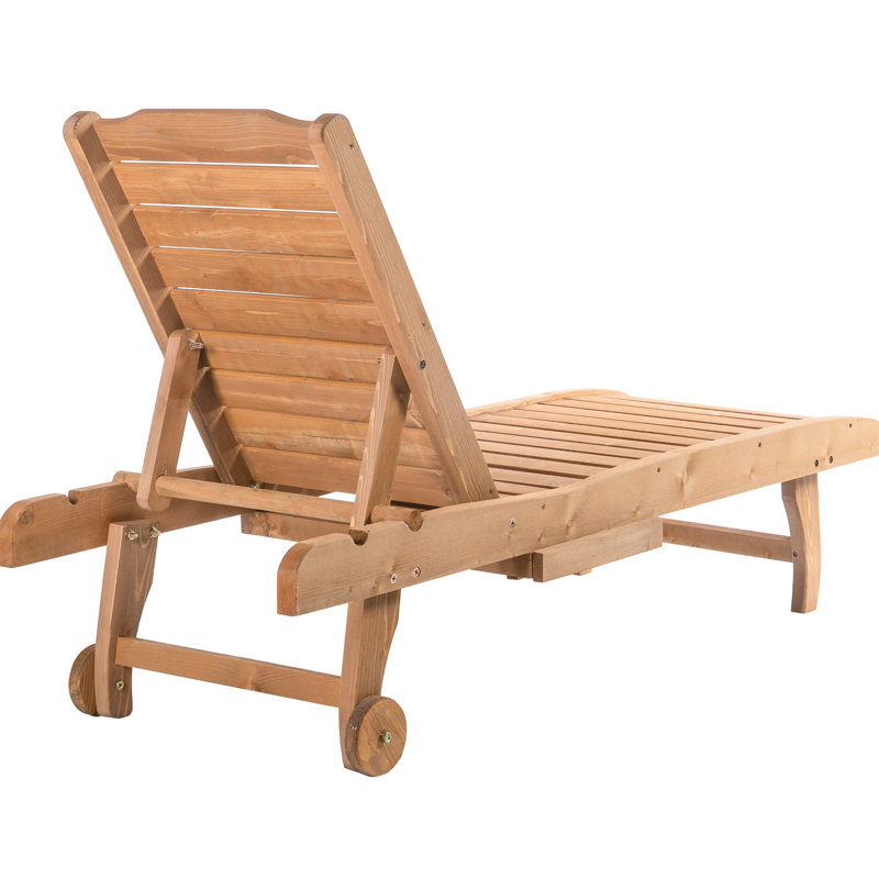 Chaise en bois avec table inclinable et table intégrée, chaise longue près de la piscine en bois rouge, style Wood
