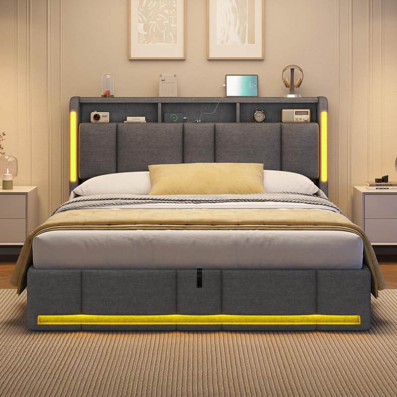 Ottoman Bed, Grey, Kingsize (5')