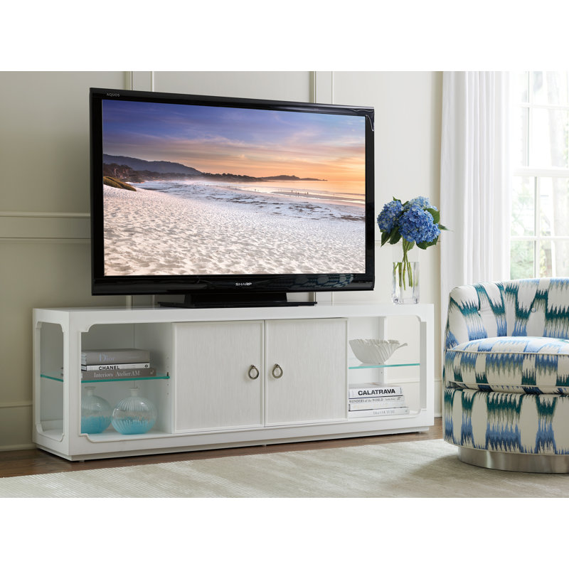 Transitional Crisp White 72" Media Console with Cabinet