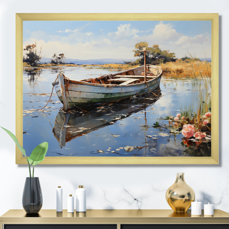 «Danemark Quiet Waters», reproduction sur toile, Encadrement doré, H 16 po x l 32 po x P 1 po