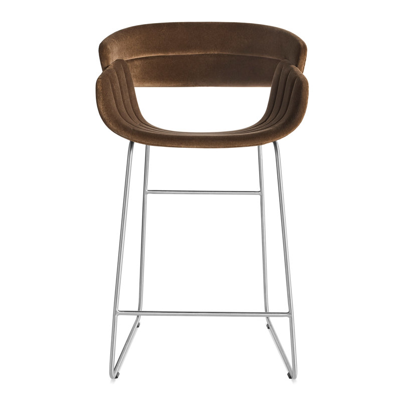 Racer Counter Stool Coffee Velvet, Counter Stool (25" Seat Height), Coffee