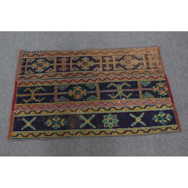 Tapis de voiture et de tapis de voiture rétro en patchwork turc rétro dans des tons bleus apaisants tissés à la main pour la qualité