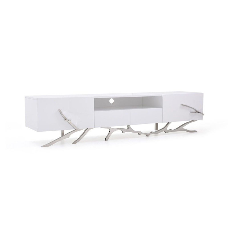 Legend TV Stand for TV, 87'' W X 19'' D X 19'' H, White