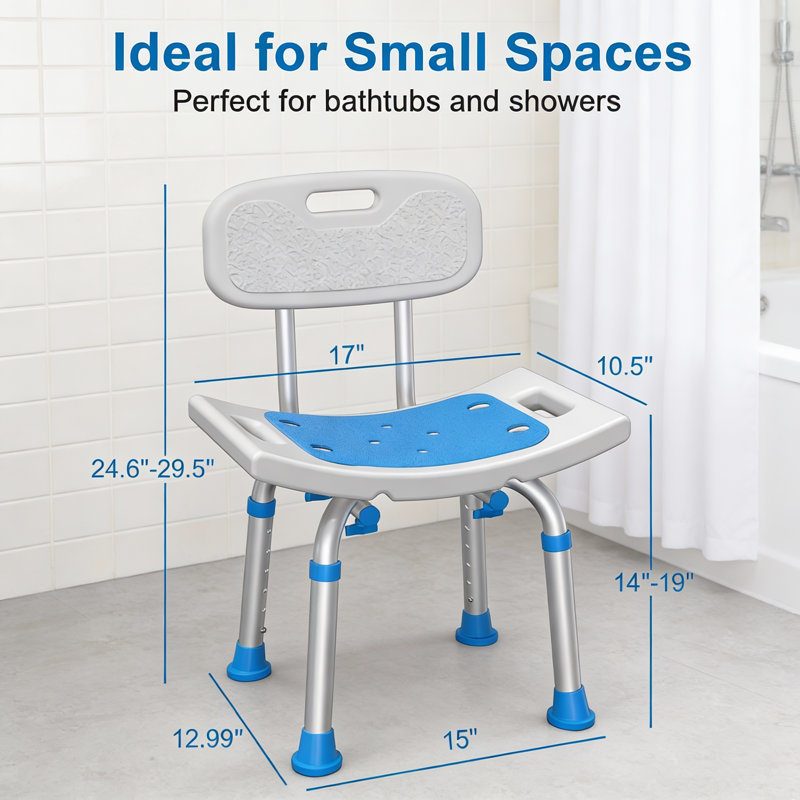 Heavy Duty Shower Chair With Removable Back 400 Lbs Capacity Bath Seat For Seniors