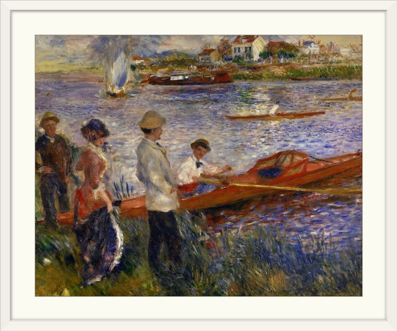 «Oarsmen at Chatou, 1879» par Pierre-Auguste Renoir - reproduction, Cadre blanc, H 27 po x l 32 po x P 1 po