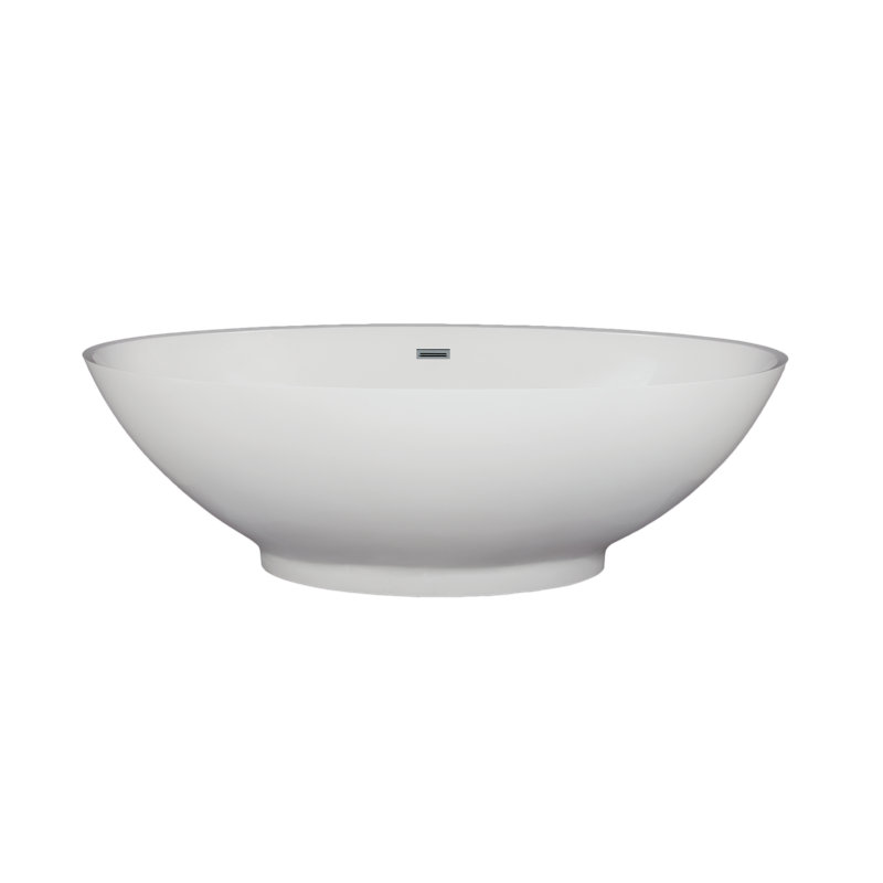 Rockport 71" x 33" Freestanding Soaking Solid Surface Bathtub, Glossy White