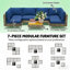 Ensemble modulaire d'extérieur en osier 7 pièces 7 pièces-129200330-129200332