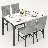 5-Piece Dining Table Set For 4, Modern Faux Marble Dinner Table With 4 Upholstered Plaid Chairs, Modern Kitchen Table And Chairs Set For Small Space, Dining Room, Dinette-967996641