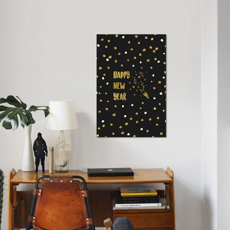 « happy new year », art textuel sur toile, H 12 po x l 8 po x P 0,75 po
