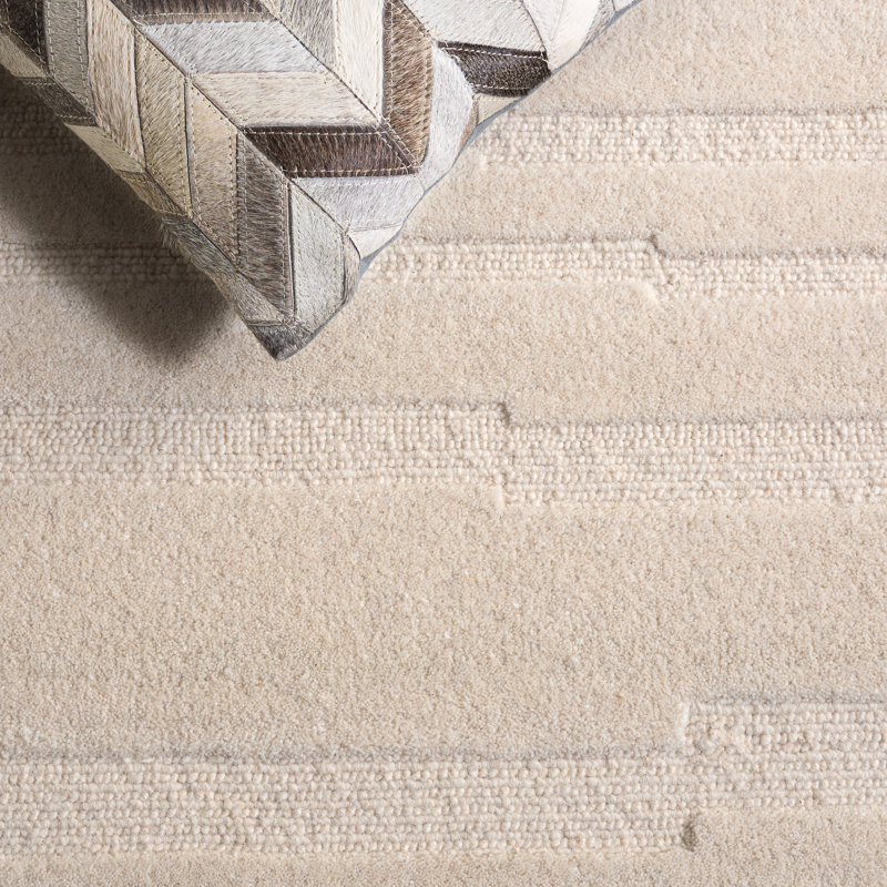 Elona Handmade Tufted Wool/Cotton Ivory Area Rug, Rectangulaire 3 pi x 5 pi