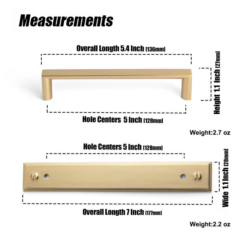 5 1/16''Centre To Centre Bar Pull With Backplate Multipack, Champagne Bronze