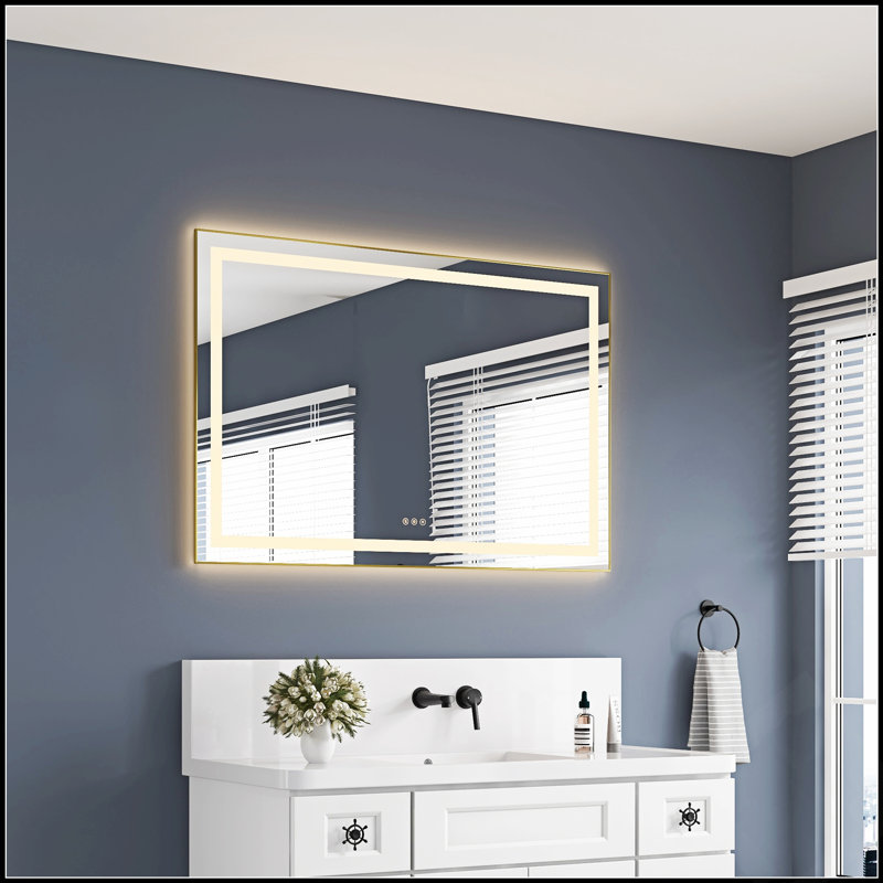 Miroir de salle de bain DEL, Doré, 28 po x 72 po