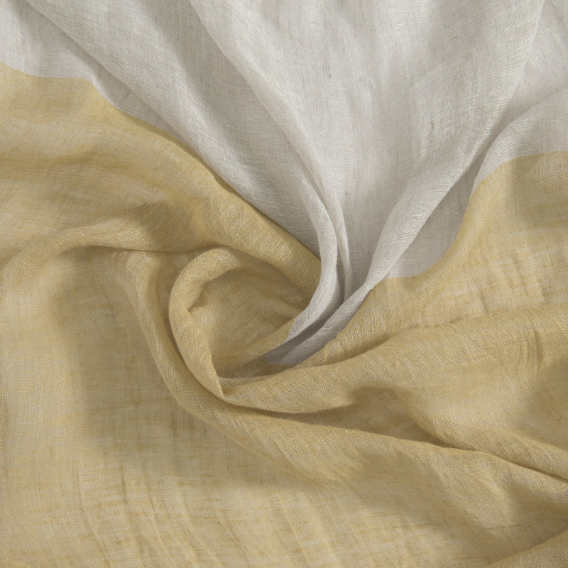 Burtie Linen Room Darkening Single Curtain Panel, White/Mustard
