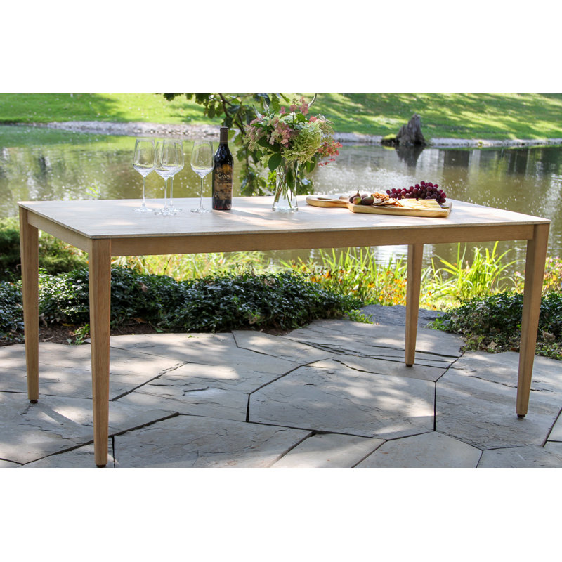 Lochland Antique Wash Eucalyptus & Marble Composite Dining Table, Tan
