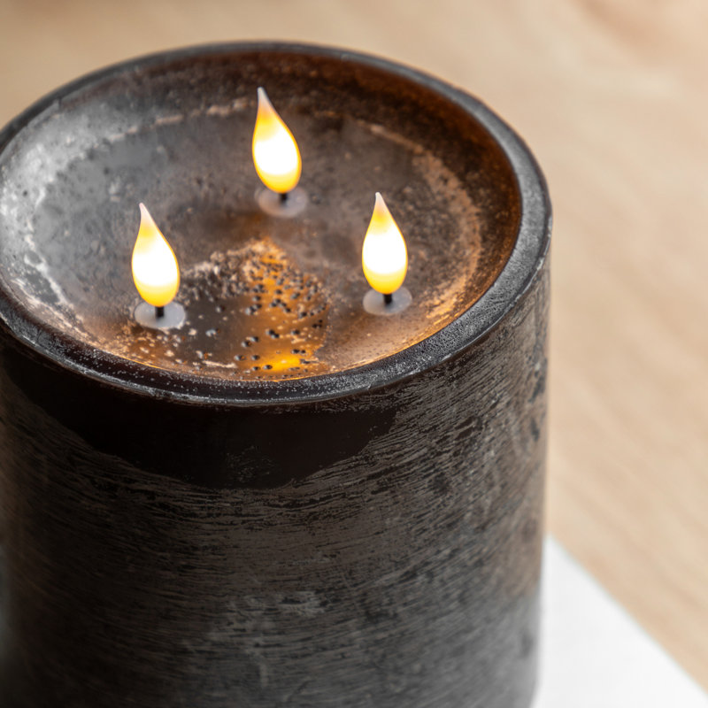 Unscented Flameless Pillar Candle with Plastic Holder, Brown
