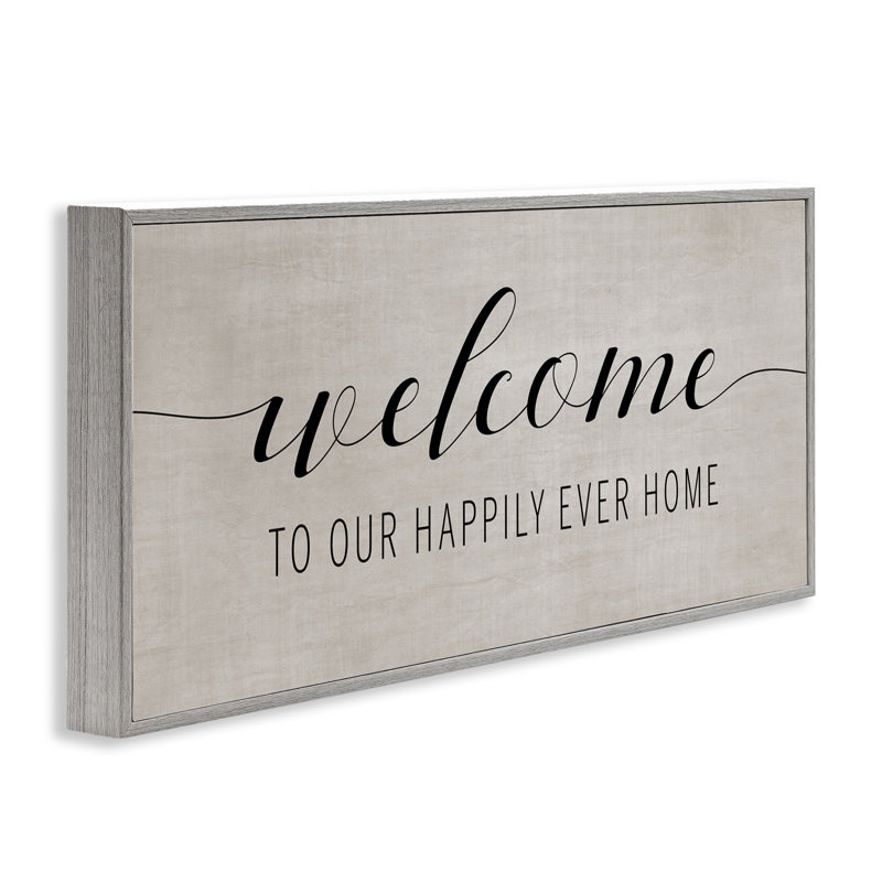 «Happily Ever Home Welcome», estampe numérique, conception par Amanda Murray, H 10 po x l 24 po, Estampe numérique Farmhouse