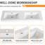 Meuble-lavabo autoportant 60 po avec double lavabo en résine blanche, 2 portes d'armoire à fermeture en douceur et 3 tiroirs, imitation chêne
