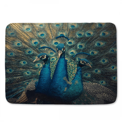 Tapis de bain Three Blue Peacocks