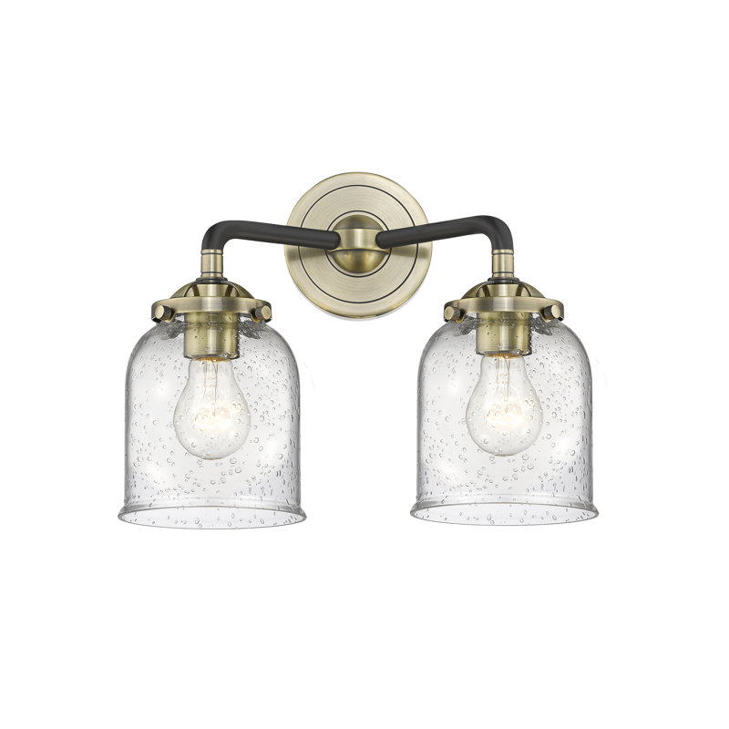 Éclairage pour meuble-lavabo 2 lumières bell Bonomo, Laiton antique noir, Incandescent, Plaqué couleur fumée
