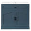 Meuble-lavabo de luxe 36 po avec finition bleue et armoire en bois massif, portes à fermeture douce, organisateur de porte, étagère à trous multiples, idéal pour lavabo en céramique, deux cadres, rangement réglable, classique-144991886