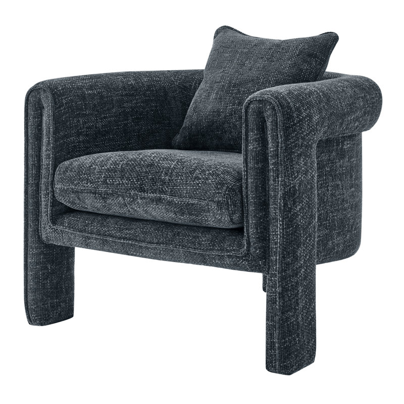 Jalesa Upholstered Barrel Chair, Black, Black Polyester