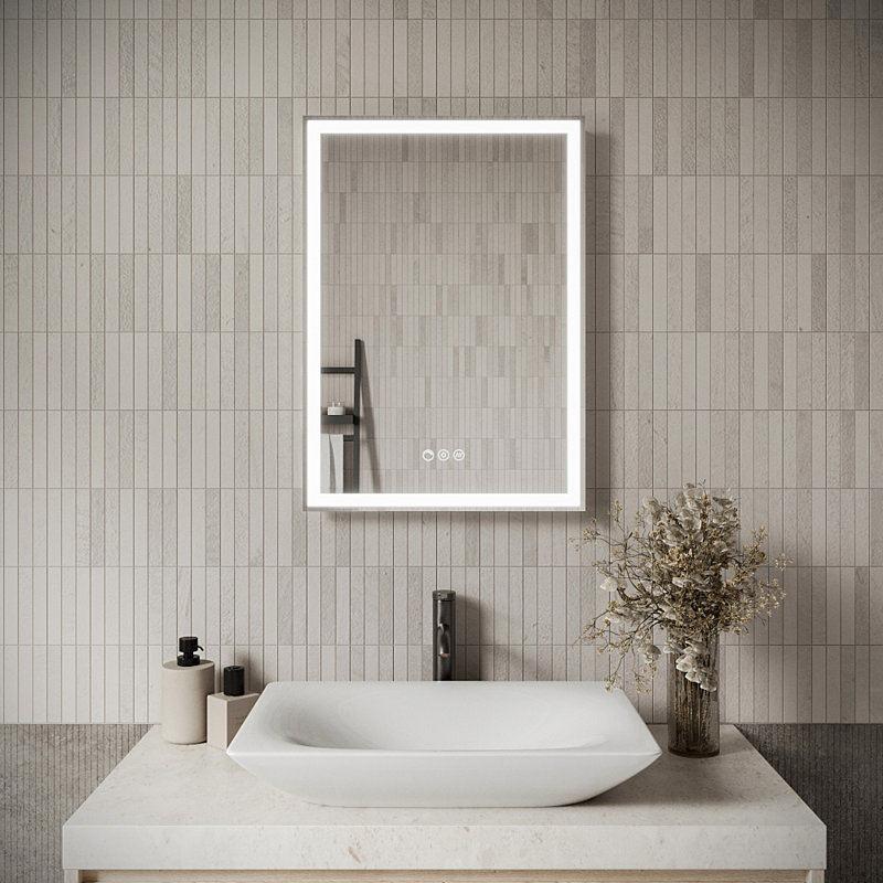 Streamline Rectangular Frameless LED Bathroom Vanity Mirror with Defogger, Dimmability, Colour Temperature Change