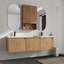 Meuble-lavabo double mural 72 po avec plateau en résine et rangement mural pour salle de bain 24 po Vowar