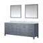 Meuble-lavabo double gris foncé 84 po X P 22 po D, plateau en marbre de Carrare et Miroirs