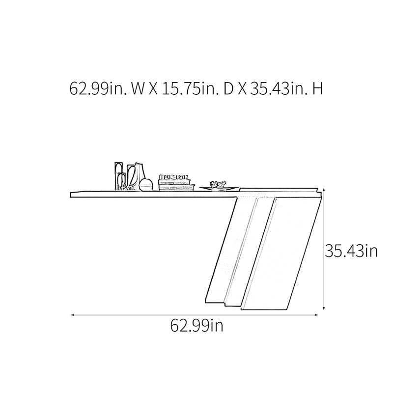 Console Modern Minimalist Art, Beige / orange / kaki, H 35,43 po x l 62,99 po x P 15,75 po