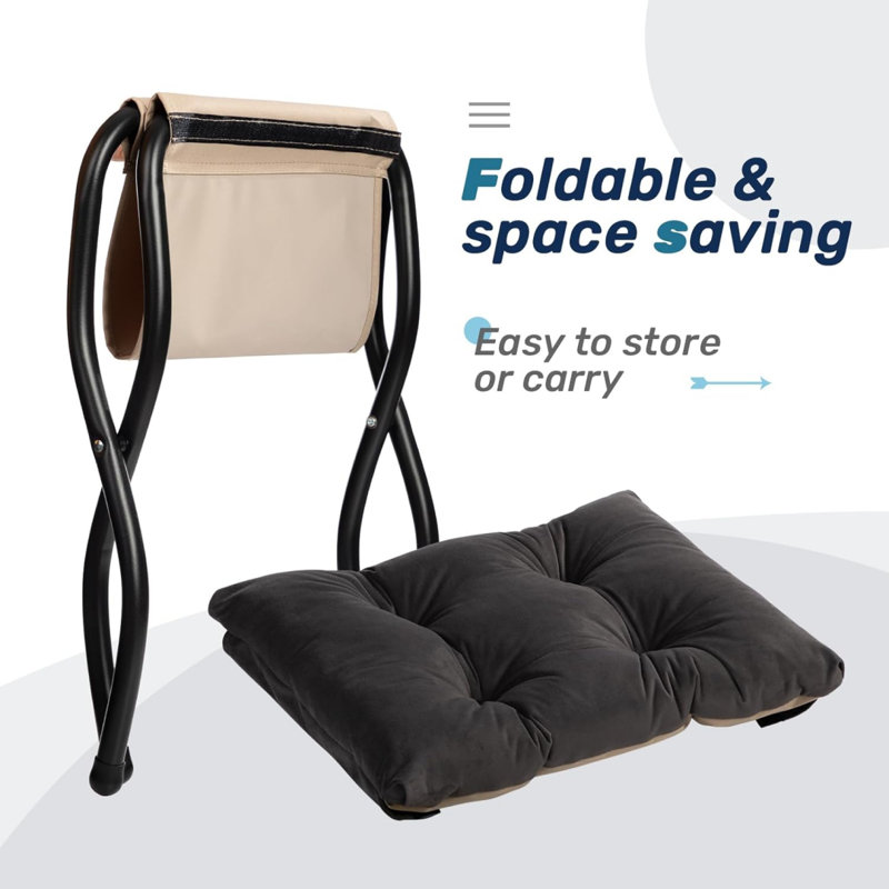 15"(H) Folding Footrest Stool, Accent Padded Sofa Foot Stool For Lazy Chair, Upholstered Small Foldable Ottoman