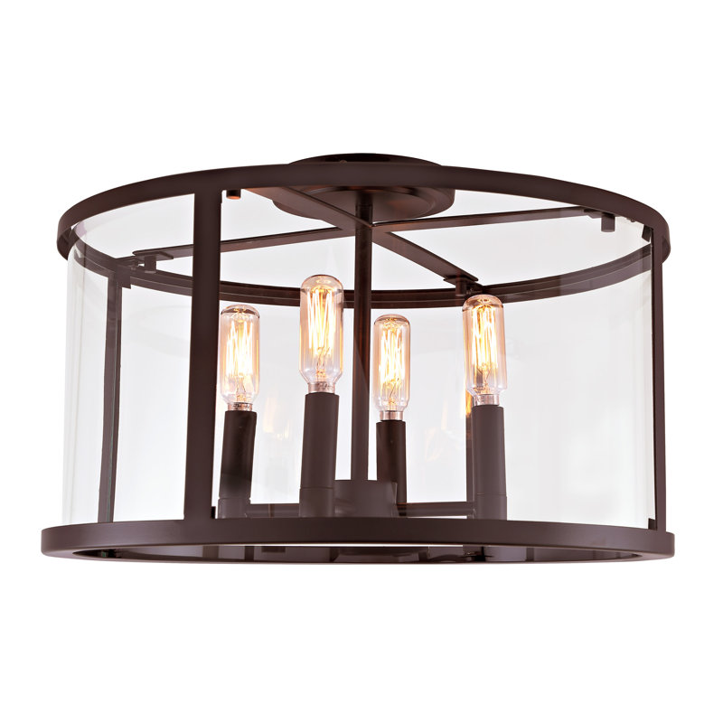 Evan Glass Semi Flush Mount, Oil Rubbed Bronze