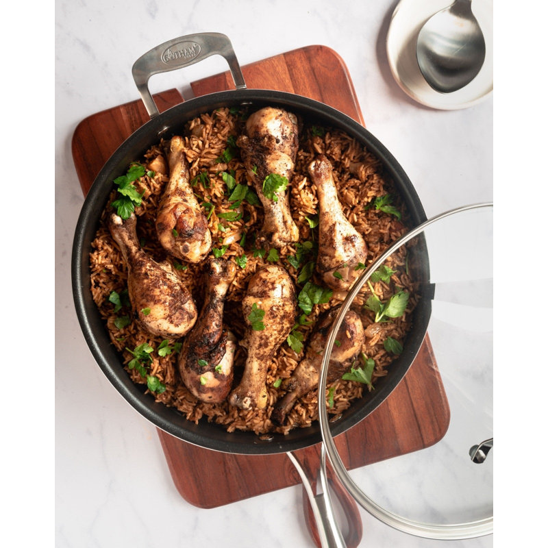 Gotham Steel Copper Cast Textured 5.5 Quart Multipurpose Deep Saute Jumbo Cooker Fry Pan with Glass Lid