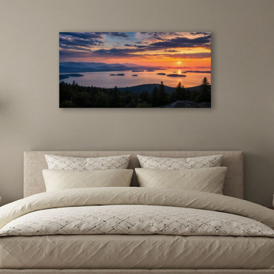 Canvas Wall Art sunset lake champlain vermonts Wall Decor for Living Room Bathroom Bedroom Office 20"H x 40"W Art Paintings, Ready to Hang