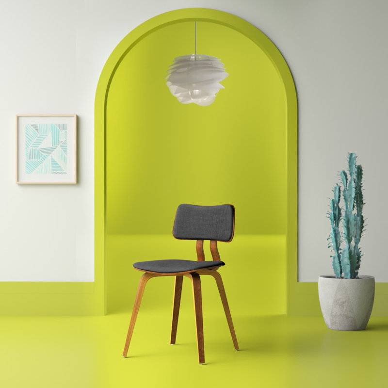 Decklen Mid-century Armless Dining Chair in Polyester Upholstery, Charcoal, Walnut