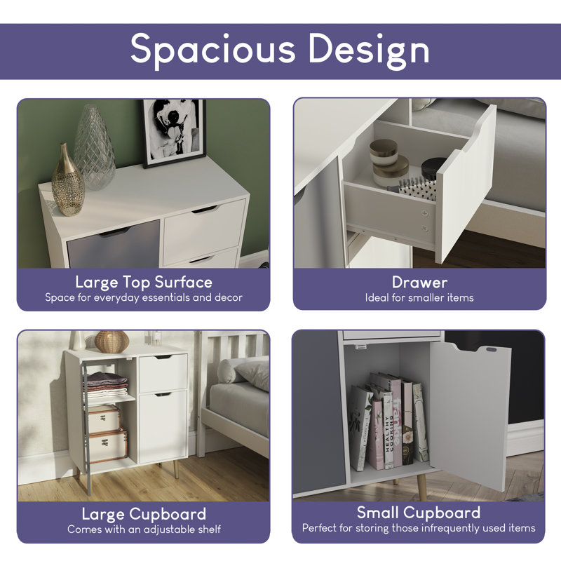 Neko Accent Cabinet, Grey/White