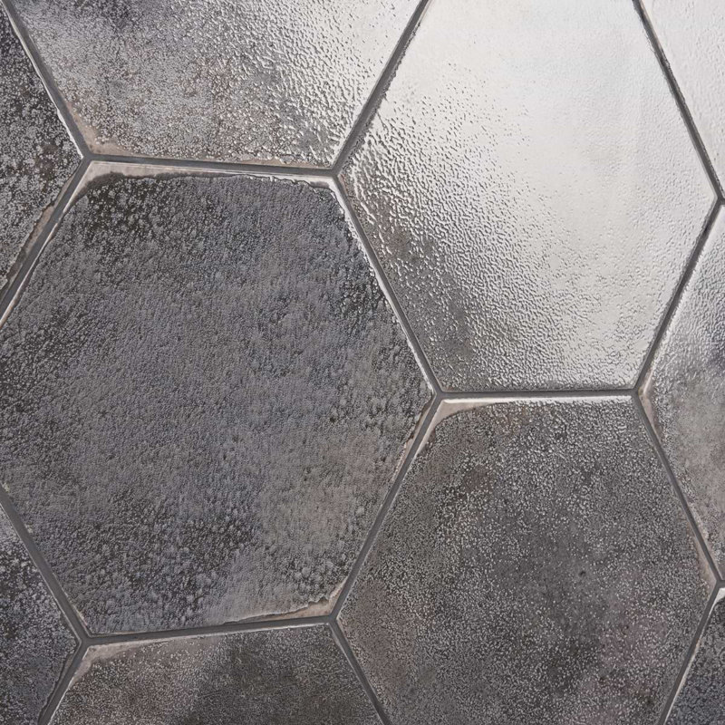 Kalay 9" Hexagon Polished Porcelain Tile, Antracite