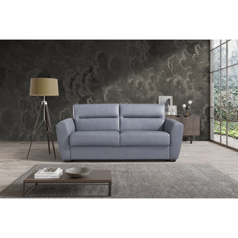 Causeuse Esponga, Cuir véritable bleu Prusse