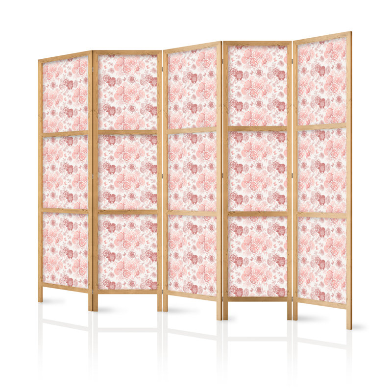 171cm H Solid Wood Folding Room Divider, 171cm H x 225cm W x 1.2cm D, 5