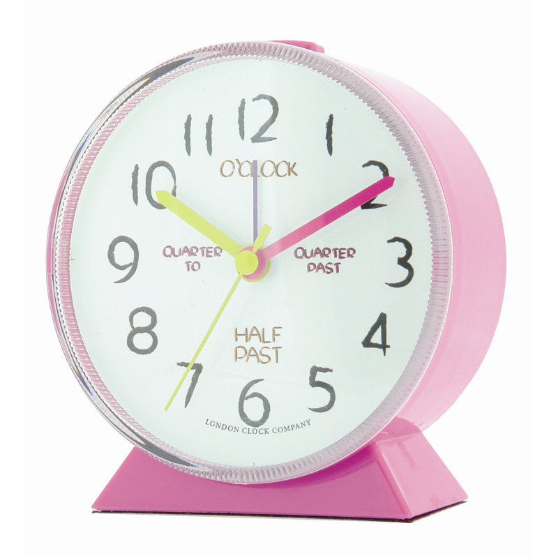 Tell The Time Analogue Alarm Tabletop Clock, Pink