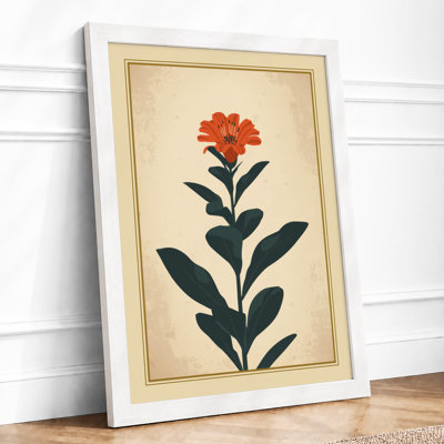 Single Stem in Red Botanical - Framed Print