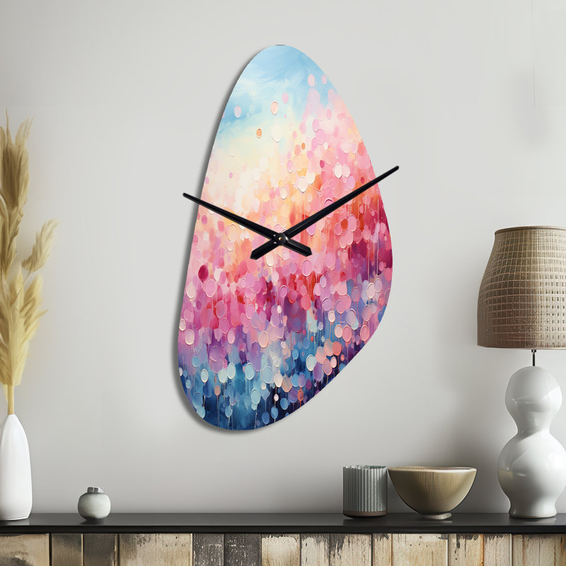 Cotton Candy I - Grande horloge murale multicolore en forme d'automne - Forme unique, Grand