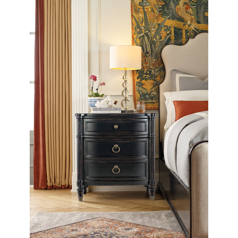 Charleston 3 - Drawer Nightstand, Black Cherry