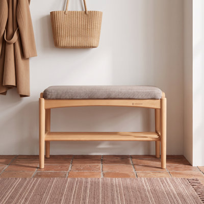 Banc à chaussures rembourré en chêne massif