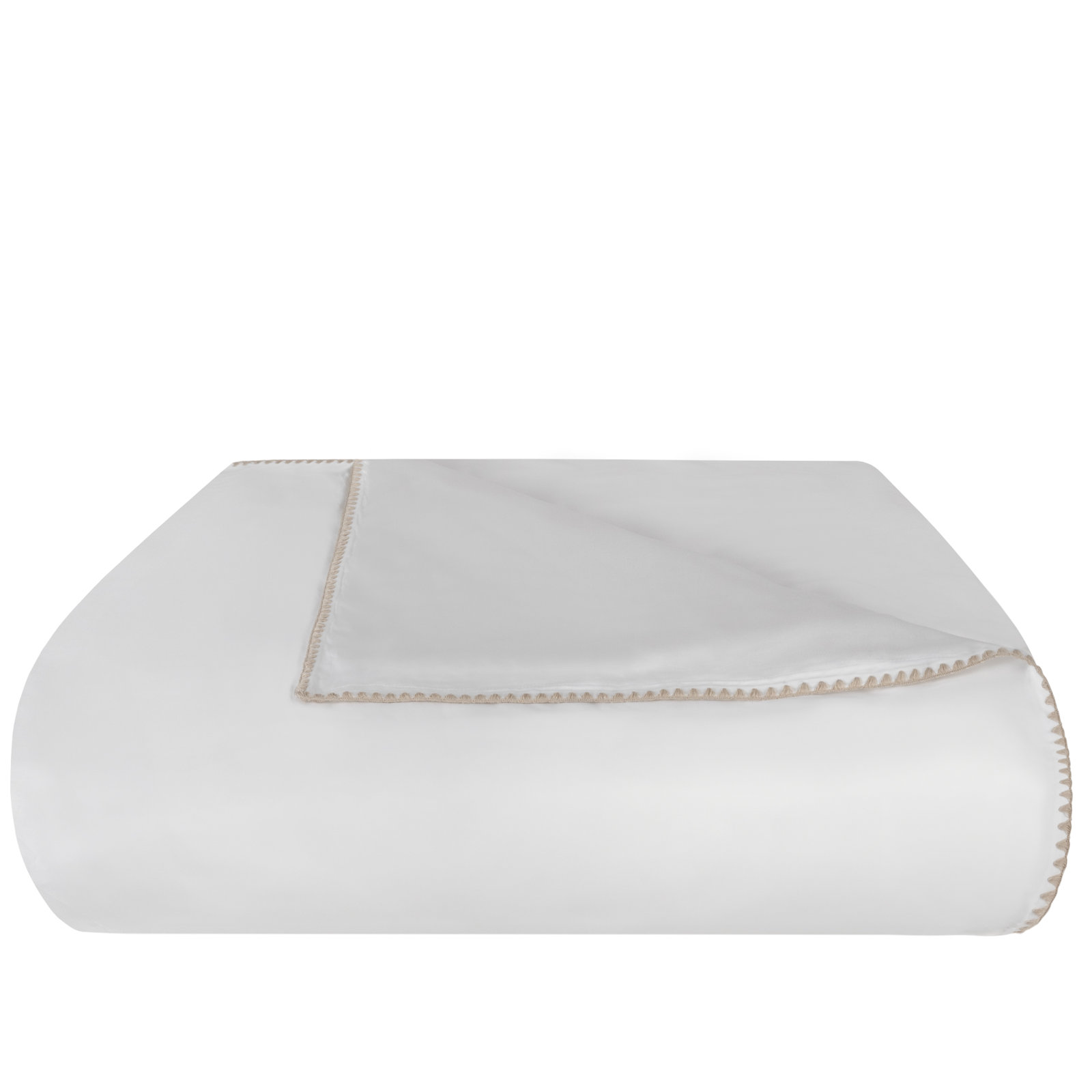 Poppy 100% Cotton Percale Duvet Cover, white/ latte, Full / Double