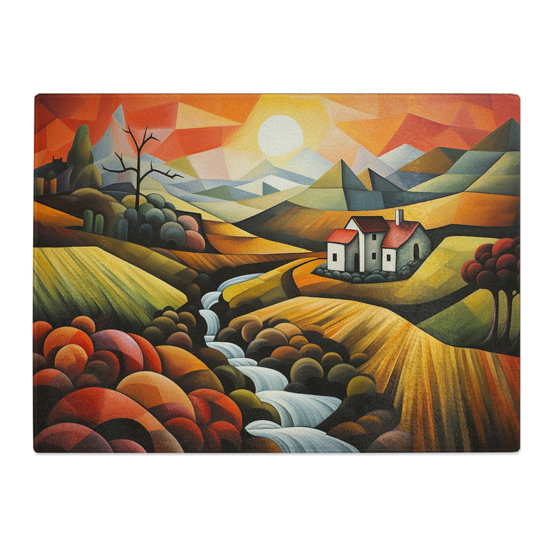 Landscape Cubism  Glass Chopping Board