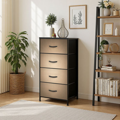 4 Drawer Vertical Storage Dresser Galaxy Night Print with Wood Top Fabric Pull Drawers
