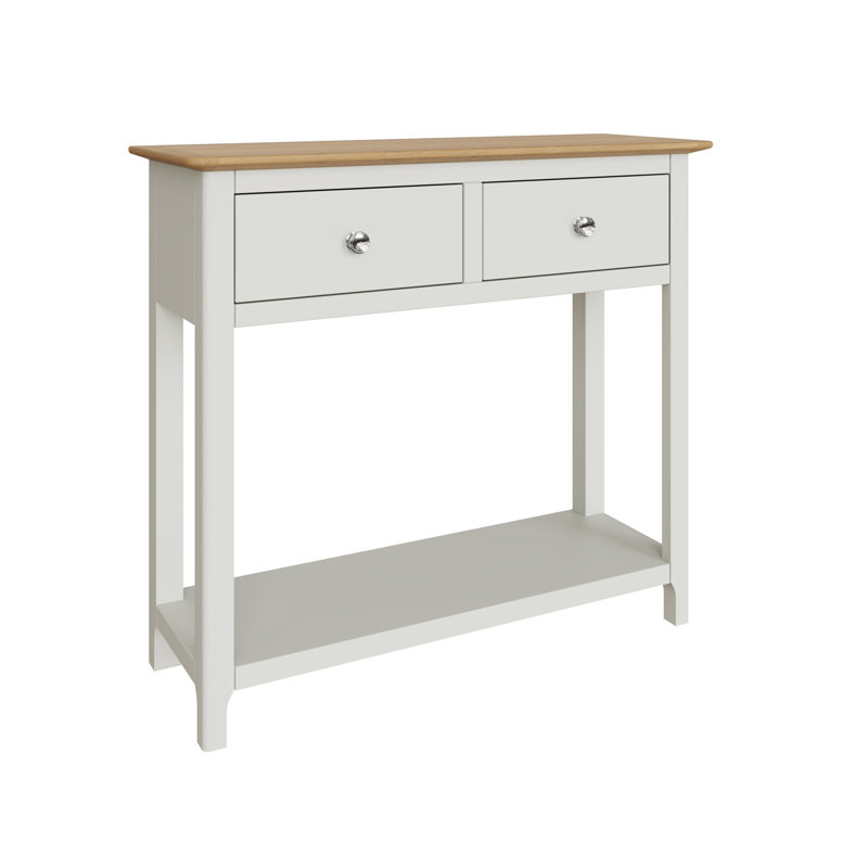 Casiano 85cm Solid Wood 2 Drawer Console Table, Off White