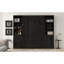 Grand lit escamotable en bois avec tablettes et armoires de rangement, noir-133332732
