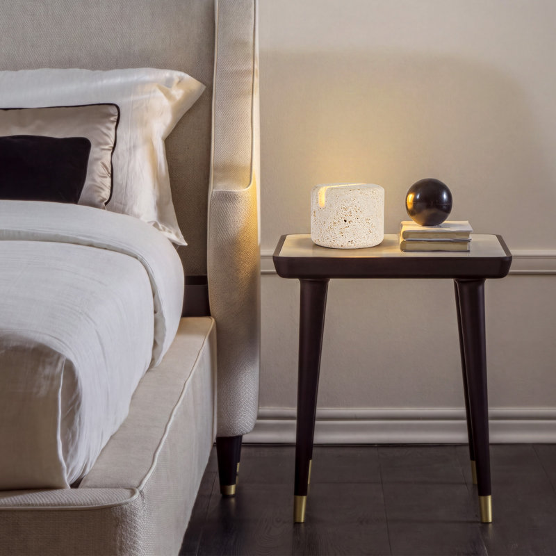 Mini veilleuse DEL en pierre de travertin avec contrôle de vibration, lampe d'appoint rechargeable à 3 niveaux à intensité variable, lampe de chevet en pierre naturelle avec câble de charge USB