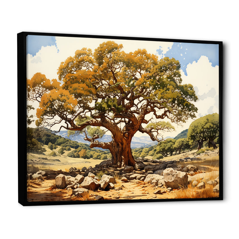 «Tree Oaks Simplicity» sur impression sur toile, H 12 po x l 20 po x P 1 po, Cadre flottant noir